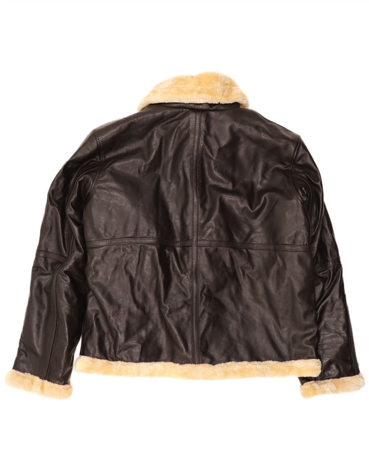 VINTAGE Chaqueta de piel de oveja para hombre Reino Unido 50 5XL cuero marrón