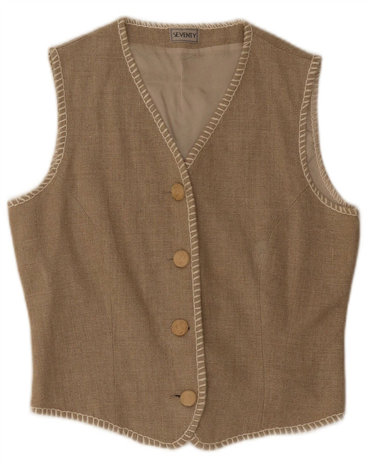 Chaleco Mujer Seventy IT 44 Medium Beige Lino
