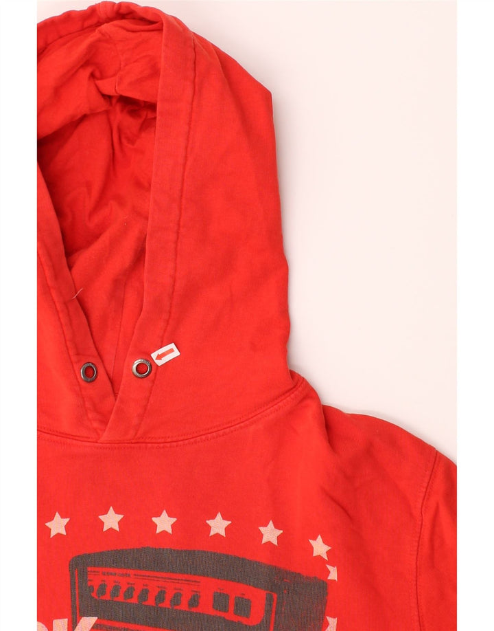 JACK & JONES Mens Graphic Hoodie Jumper Medium Red Cotton Vintage Jack & Jones and Second-Hand Jack & Jones from Messina Hembry 