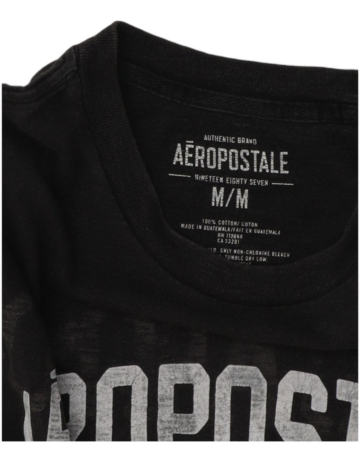 Aeropostale - Camiseta gráfica para hombre, talla mediana, algodón negro