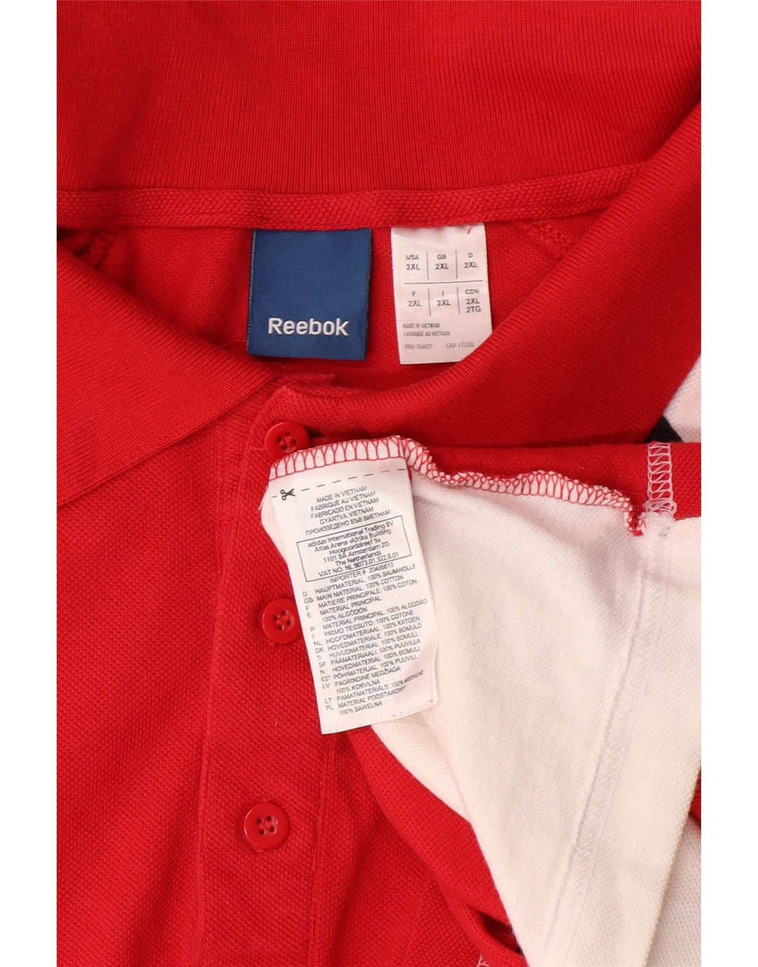 REEBOK Polo gráfico para hombre 2XL Algodón color block rojo