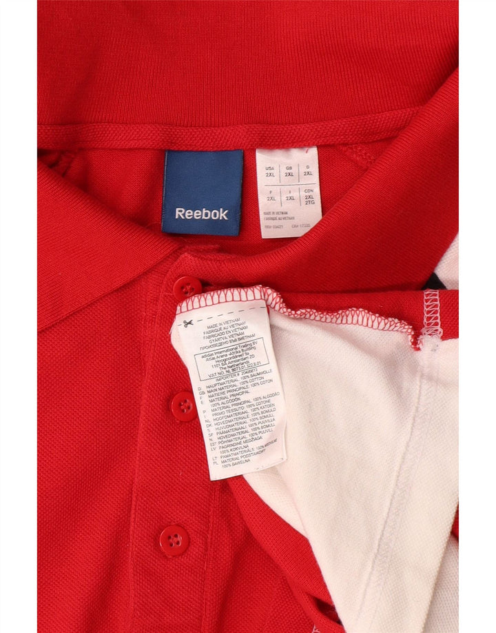 REEBOK Polo gráfico para hombre 2XL Algodón color block rojo