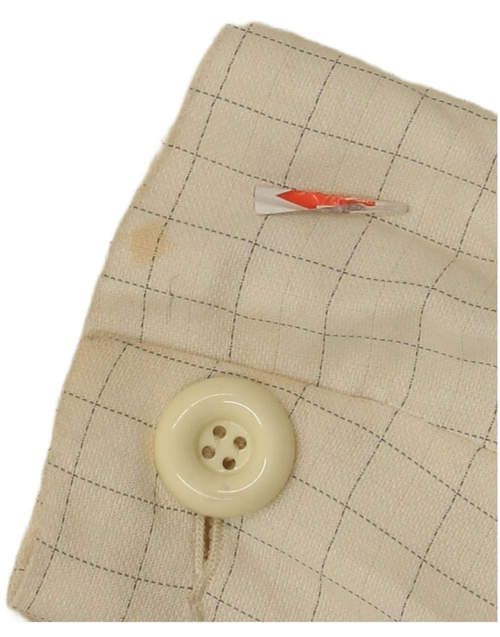 Vintage mujer 4 botones Blazer chaqueta IT 44 Medio Off White Check Viscosa