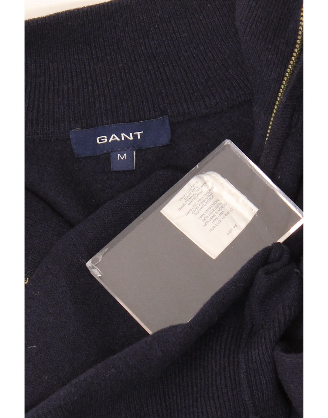 GANT Jersey tipo jersey con cuello y cremallera para hombre en lana de cordero azul marino medio