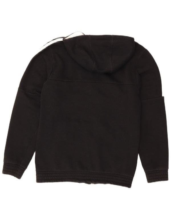 Adidas - Sudadera con capucha para hombre con cremallera gráfica, talla pequeña, algodón negro