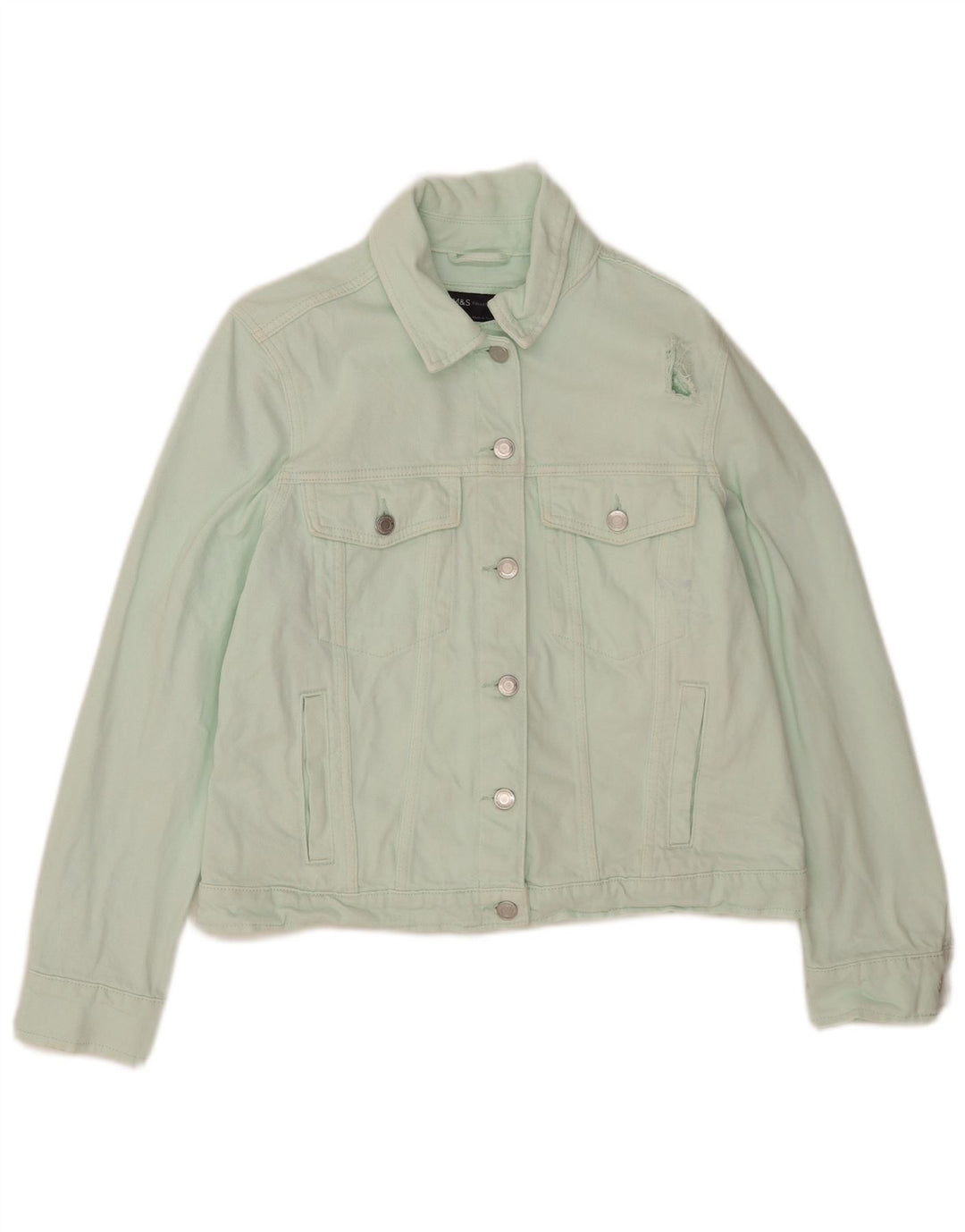 Marks & Spencer Chaqueta vaquera corta para mujer Reino Unido 12 Algodón verde medio
