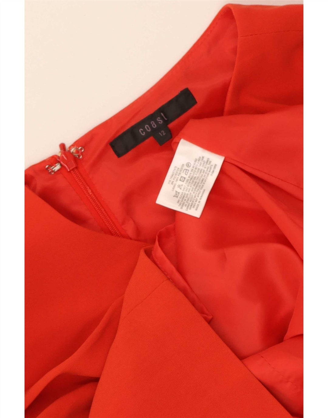 Vestido tubo de manga larga para mujer Coast UK 42 Triacetato rojo mediano