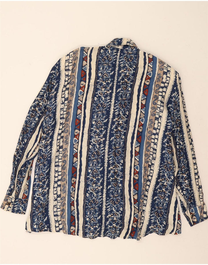 VINTAGE Womens Longline Abstract Pattern Shirt UK 20 2XL Blue Striped Vintage Vintage and Second-Hand Vintage from Messina Hembry 