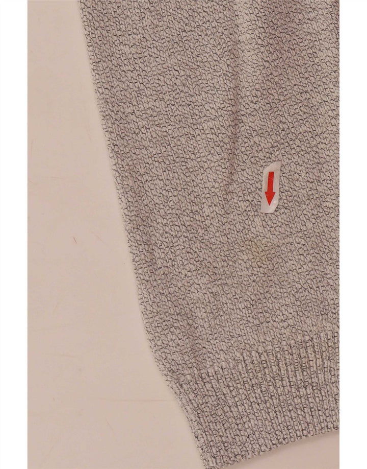Marks & Spencer Suéter tipo jersey con cuello y cremallera para hombre, tamaño grande, de algodón moteado en blanco roto
