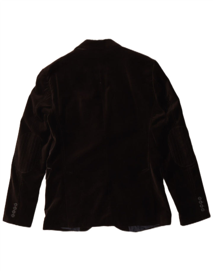 Zara Chaqueta tipo blazer de terciopelo con 2 botones para hombre EU 50 Poliéster marrón medio