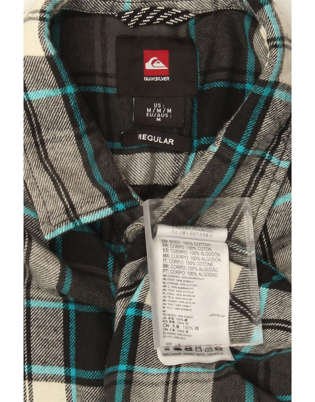 Quiksilver Camisa De Franela Regular Fit De Algodón A Cuadros Gris Medio Hombre