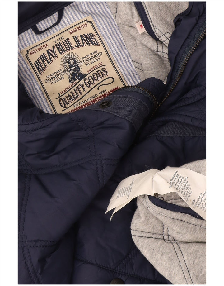 Replay Chaqueta acolchada para hombre UK 38 Medium Azul marino Poliamida