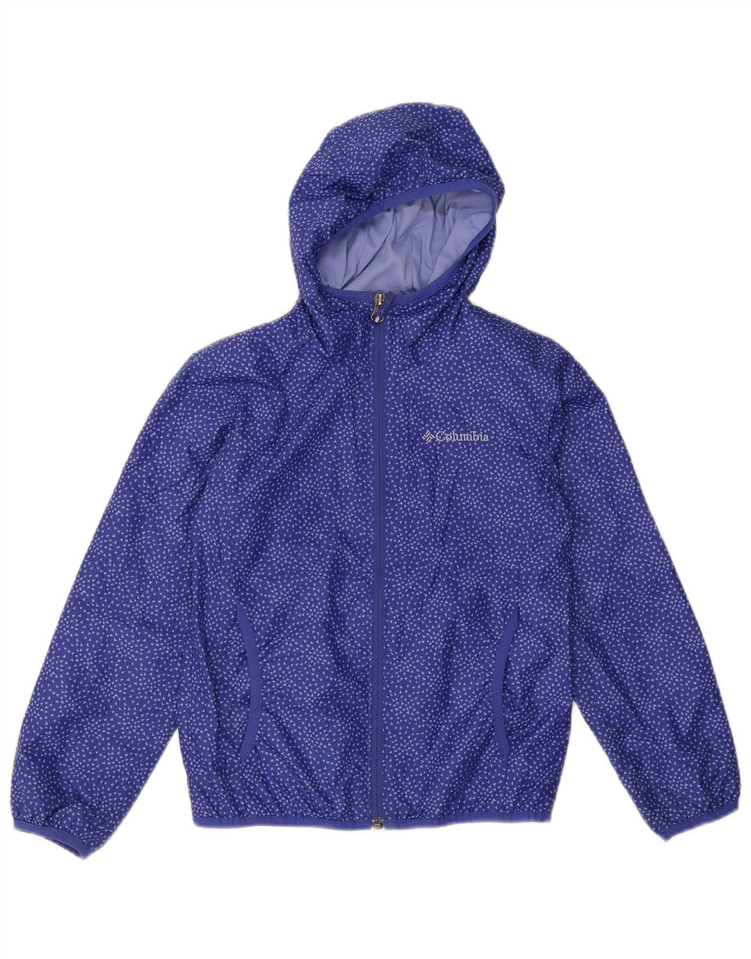 Columbia Chubasquero con capucha para niña 7-8 años Small Azul Geométrico Poliéster