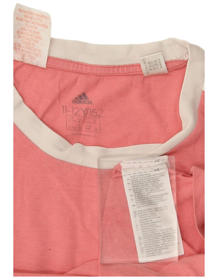 ADIDAS Camiseta Niña Top 11-12 Años Rosa Colorblock Algodón