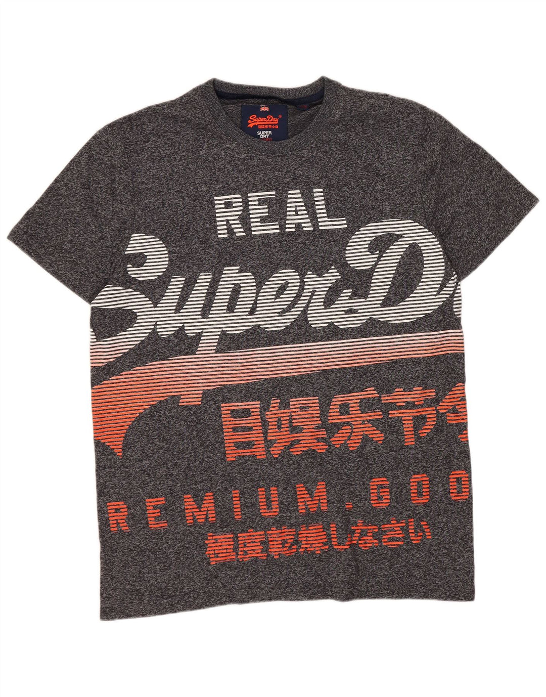 Superdry Camiseta gráfica para hombre Top XL de algodón moteado gris