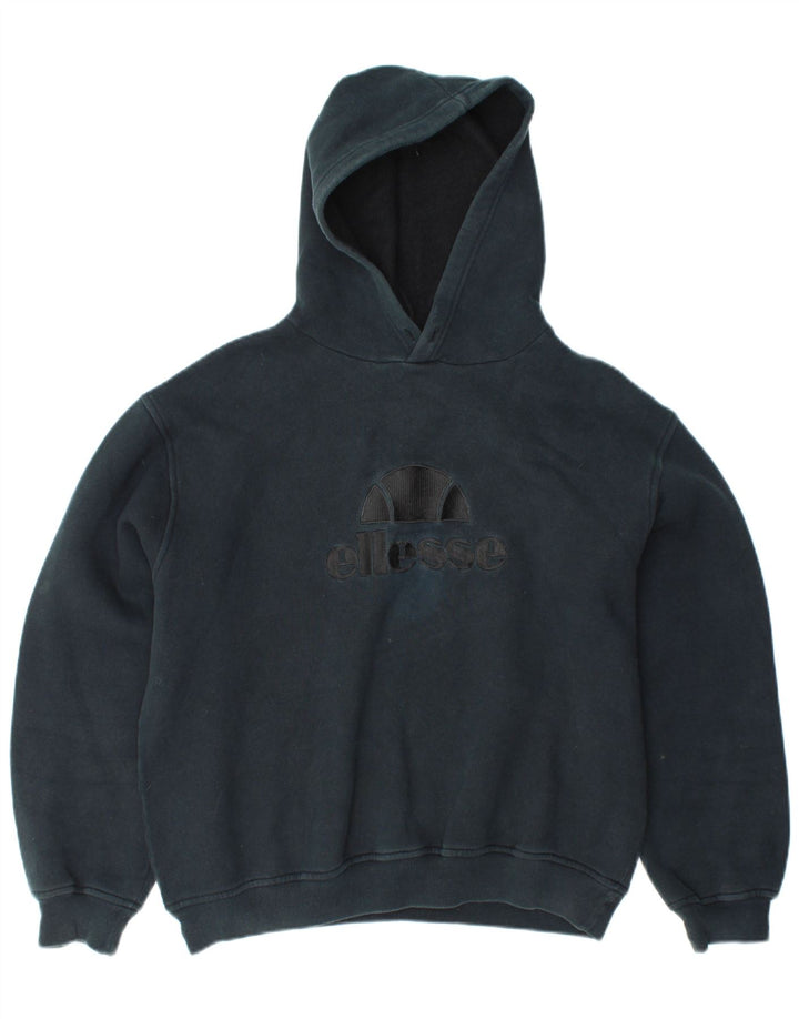 ELLESSE Jersey con capucha gráfica para mujer Reino Unido 40 Grande Algodón azul marino