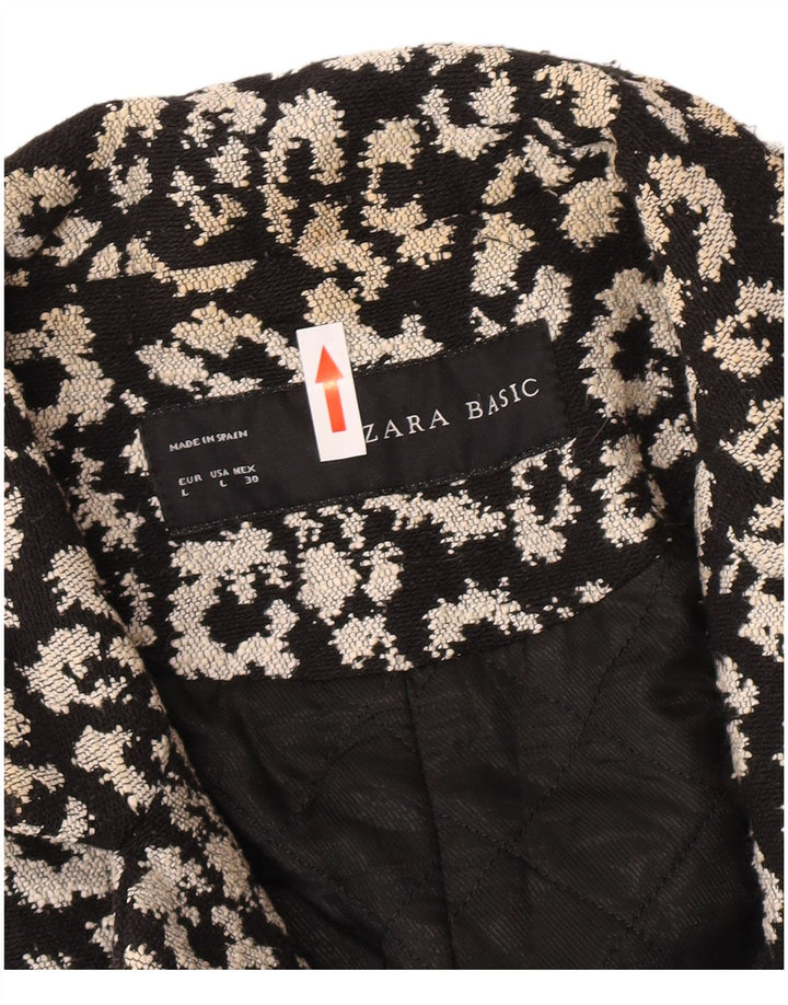 Zara Abrigo abierto con estampado abstracto para mujer UK 44 Grande Algodón negro