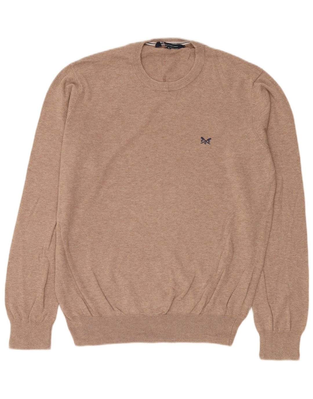 Crew Clothing Jersey de cuello redondo para hombre Jersey de algodón beige medio
