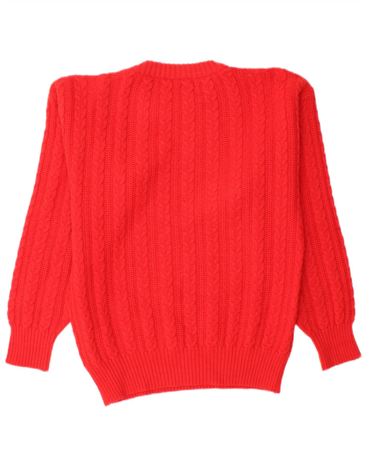 Vintage hombres cuello redondo jersey suéter pequeño rojo