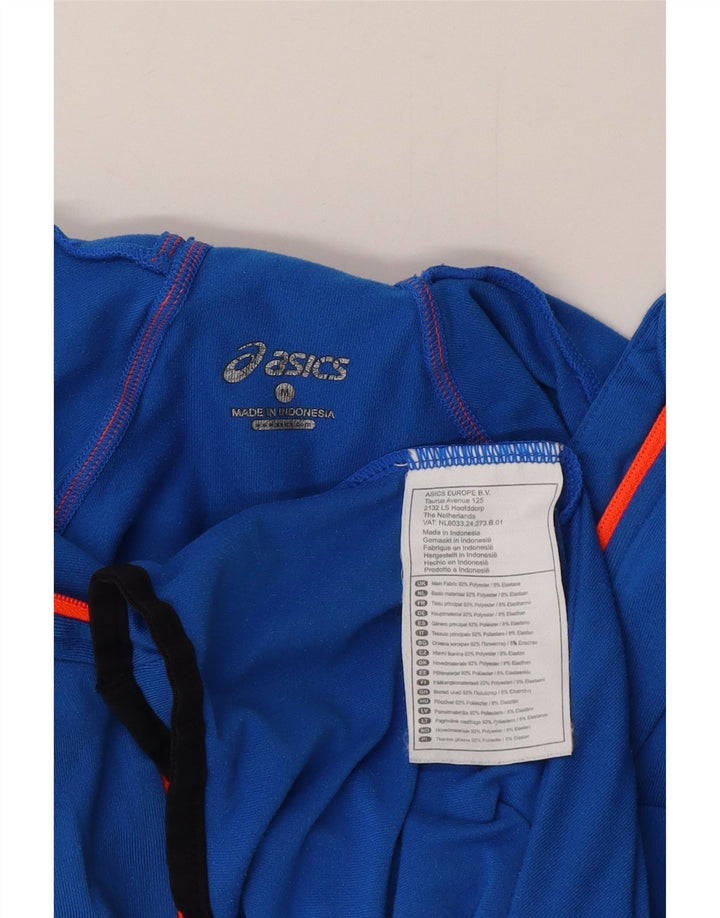 Asics Hombre Con Capucha Zip Neck Top Manga Larga Poliéster Azul Medio