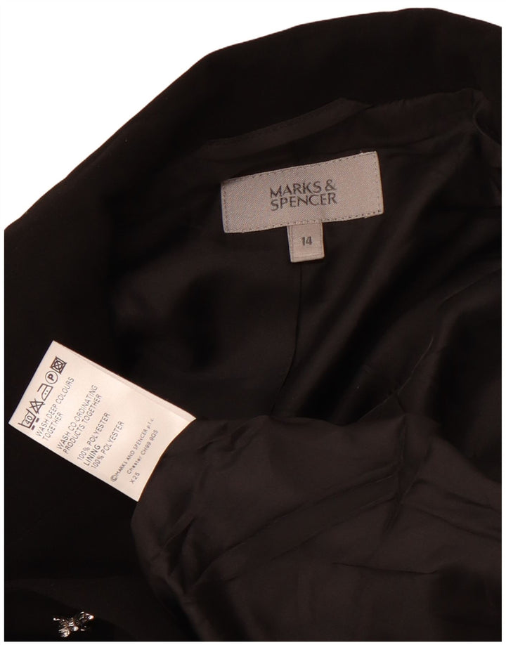 MARKS & SPENCER Chaqueta tipo blazer de 2 botones para mujer UK 44 Poliéster negro mediano