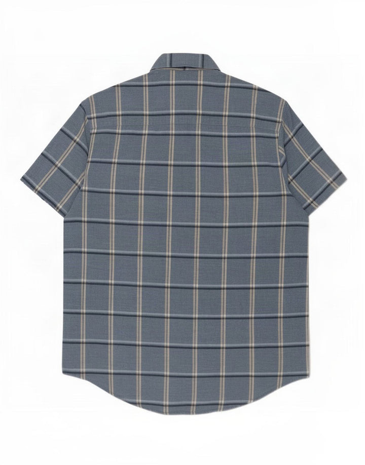 Camisa Calvin Klein Jeans Hombre Manga Corta Cuadros Azul Medio
