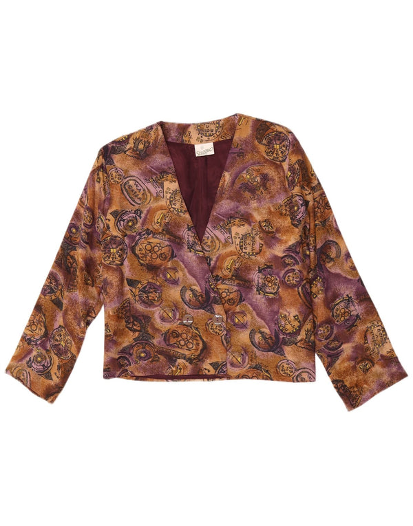 Vintage mujer Cardigan Top Reino Unido 10 Pequeña Viscosa Multicolor