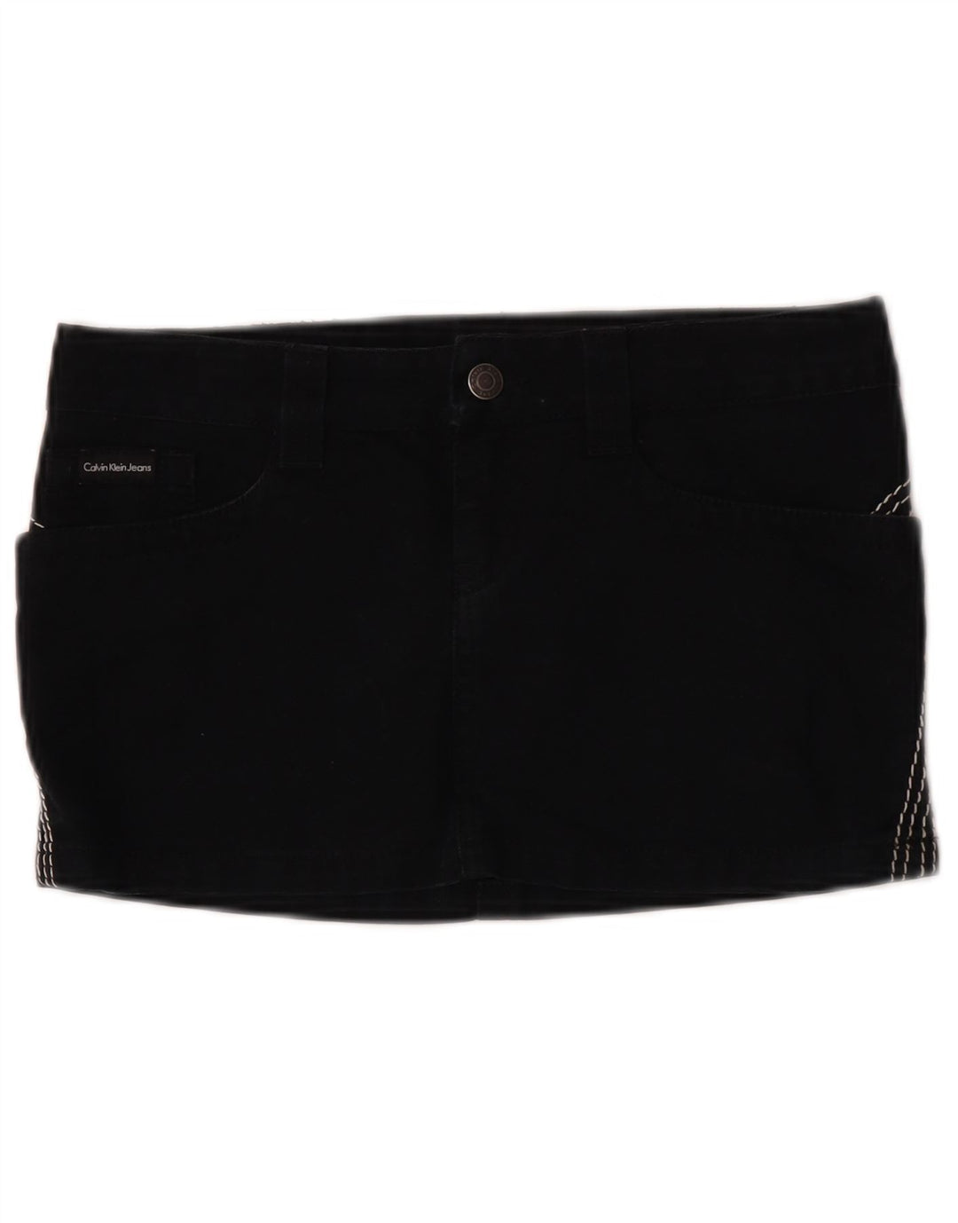 Calvin Klein Mini Falda Vaquera para Mujer W26 Pequeña Algodón Negro