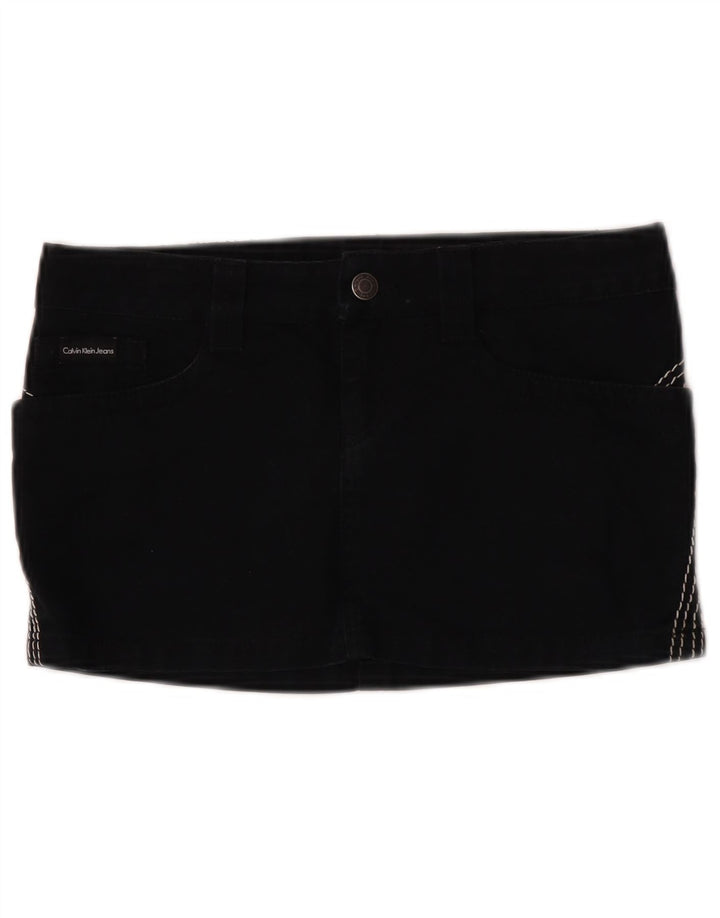Calvin Klein Mini Falda Vaquera para Mujer W26 Pequeña Algodón Negro