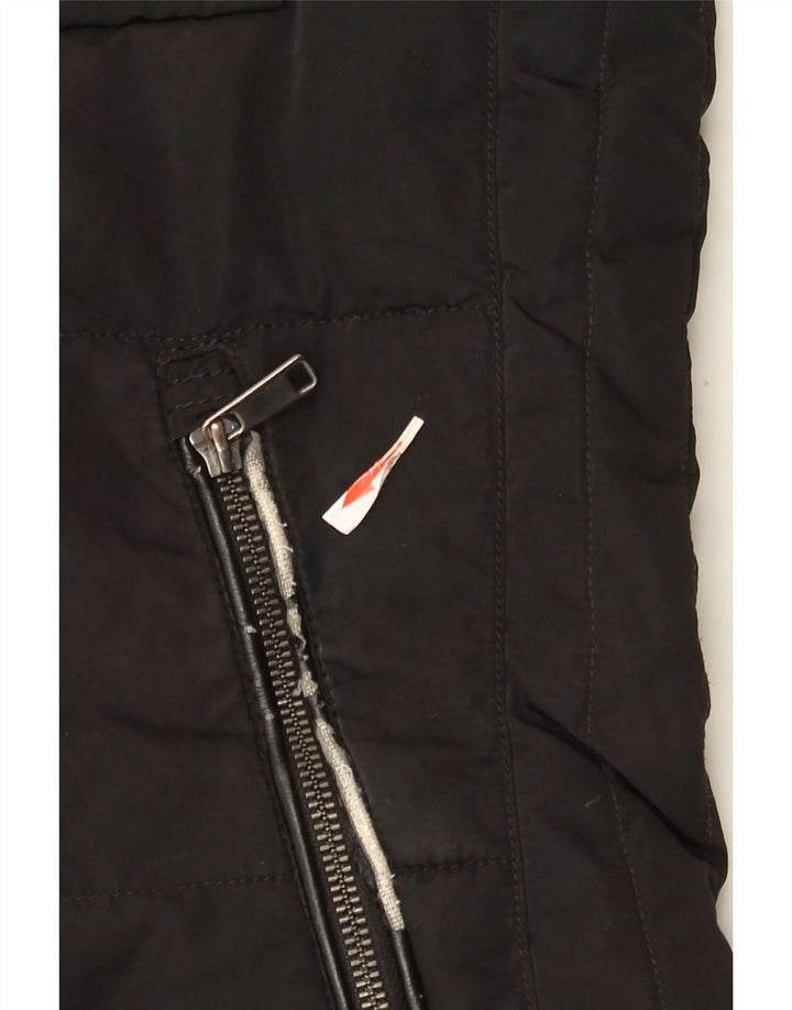 Zara Mujer Chaleco Utilitario Con Capucha UK 46 Grande Poliéster Negro