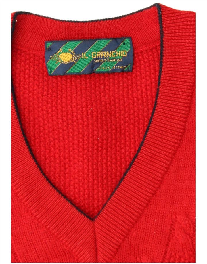 IL GRANCHIO Jersey con cuello en V para hombre, talla grande, rojo