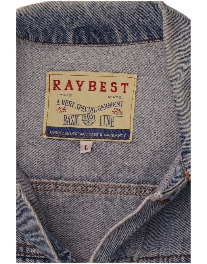 RAYBEST Mens Denim Jacket UK 40 Large Blue