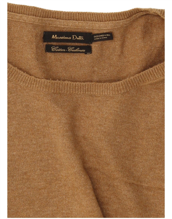 Massimo Dutti Hombre Jersey Cuello Redondo Algodón Colorblock Marrón Medio