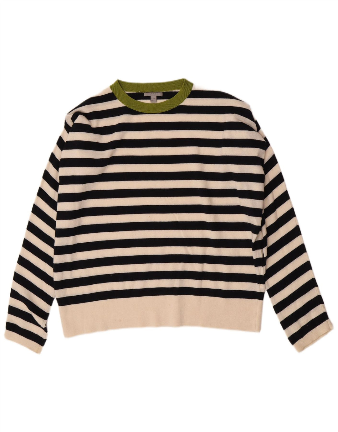 Cos Suéter de cuello redondo de gran tamaño para mujer UK 10 Small Black Stripes