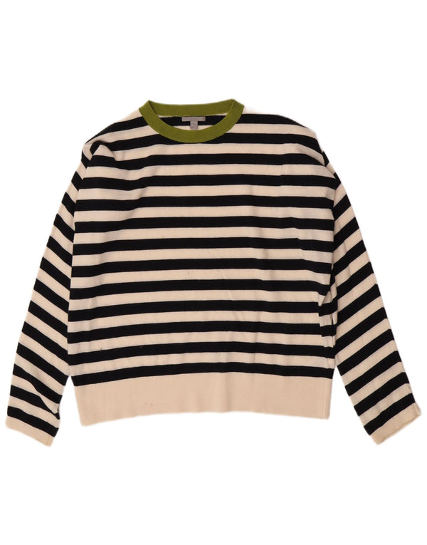 Cos Suéter de cuello redondo de gran tamaño para mujer UK 10 Small Black Stripes