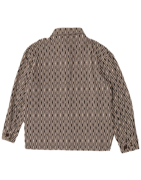 Zara Mens Bomber Jacket UK 38 Mediano Negro Algodón Geométrico