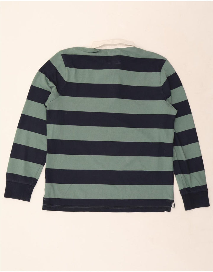 CREW CLOTHING Polo de rugby de manga larga para hombre, talla grande, color azul marino a rayas