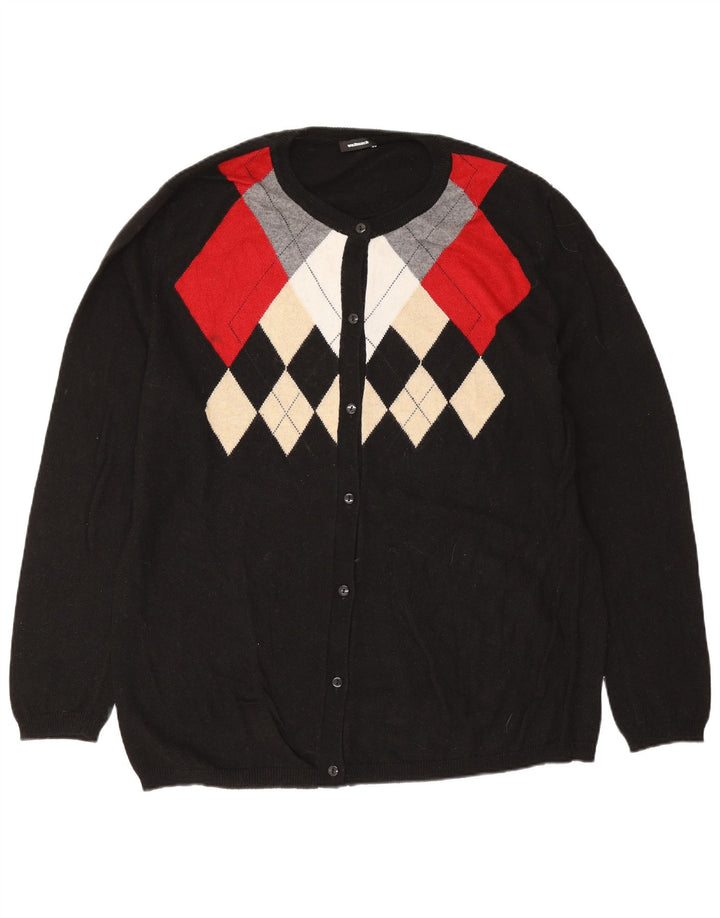Walbusch Cárdigan para Mujer EU 44 XL Negro Argyle/Diamond Viscosa