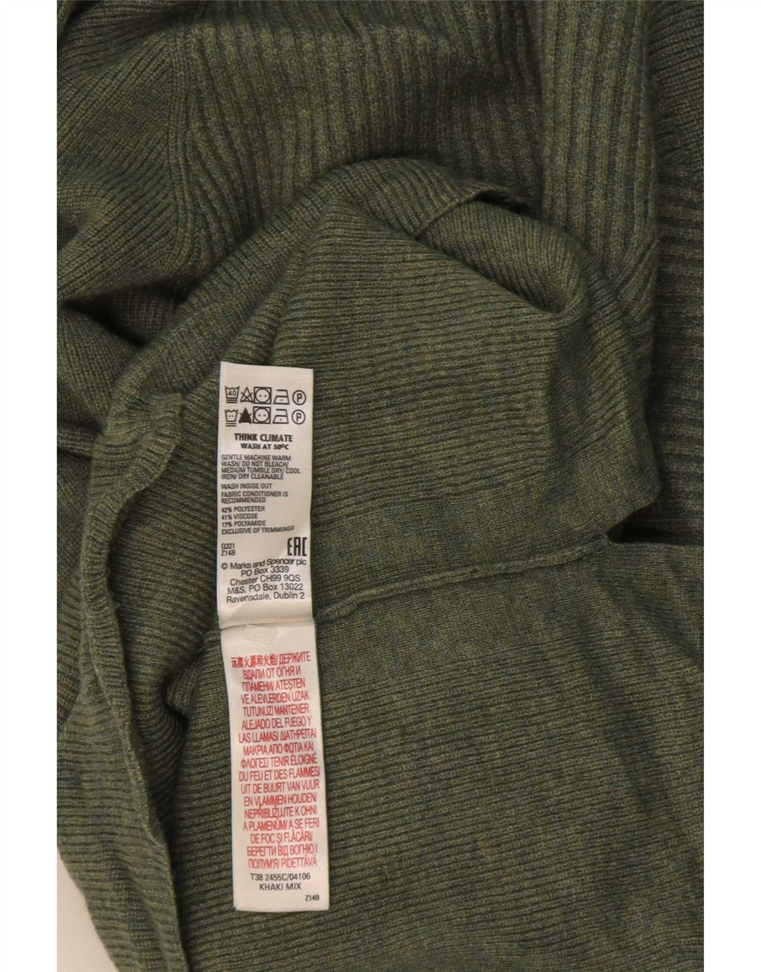 Marks & Spencer - Jersey con cuello alto para mujer, talla 40, color verde medio