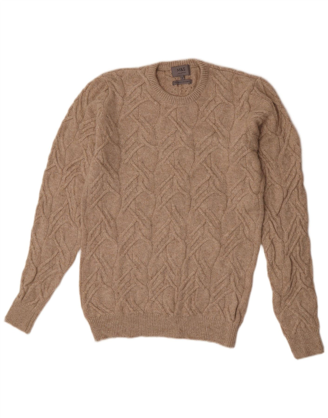 Marks & Spencer - Jersey de cuello redondo para hombre, talla pequeña, poliamida beige