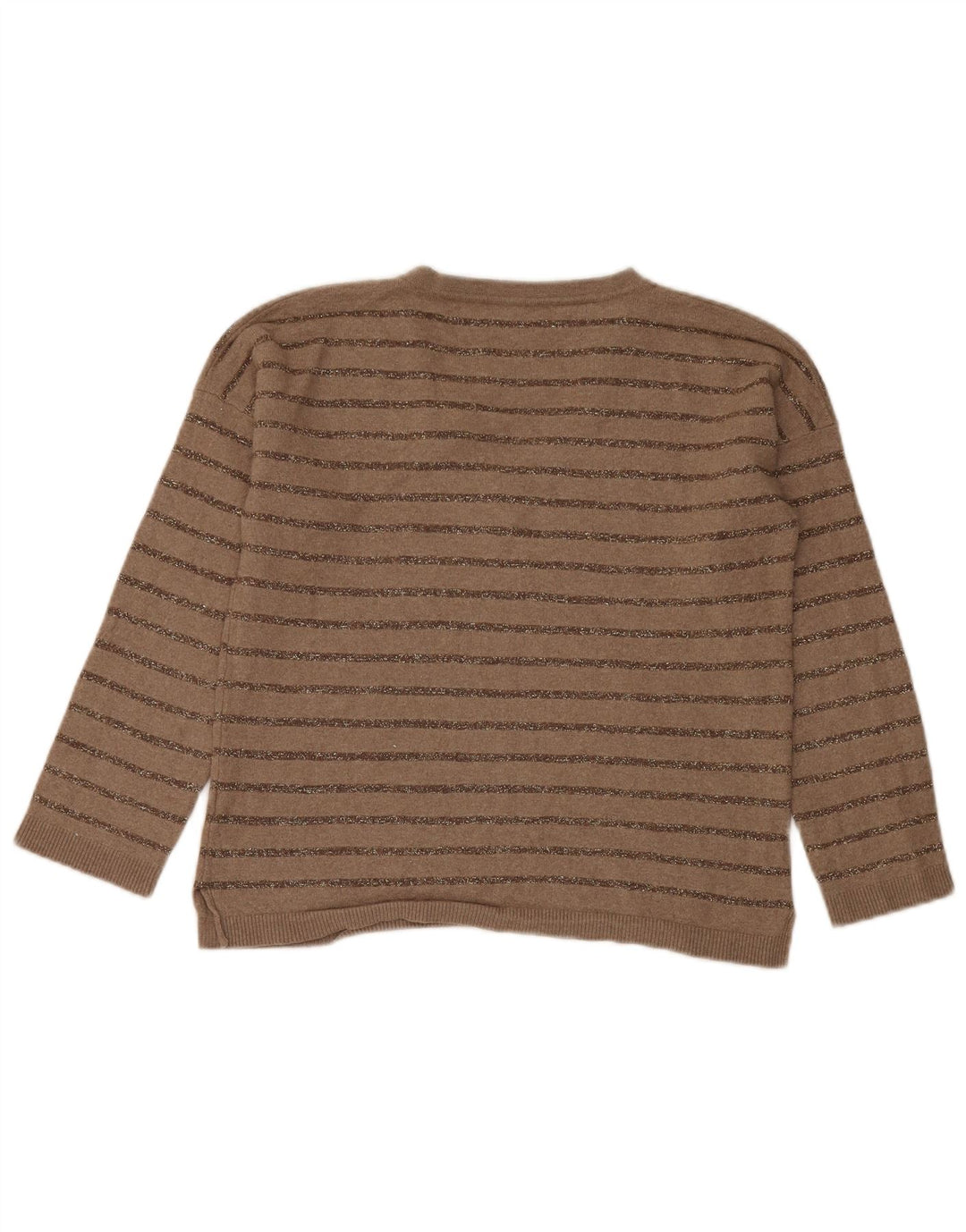 Massimo Dutti Jersey con Cuello en V para Mujer UK 10 Small Marrón Rayas