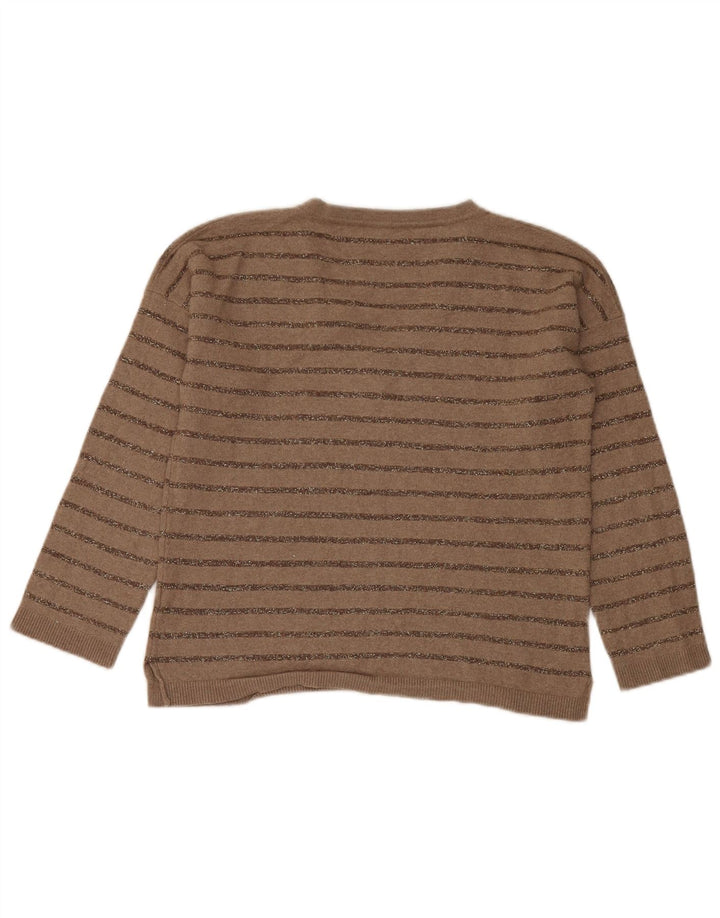 Massimo Dutti Jersey con Cuello en V para Mujer UK 10 Small Marrón Rayas