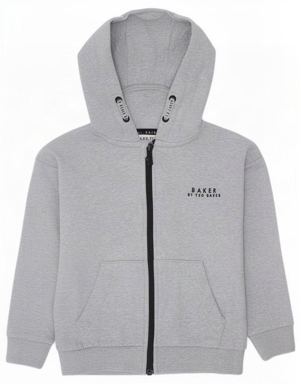 Ted Baker Sudadera con capucha y cremallera para niños de 5 a 6 años, algodón gris