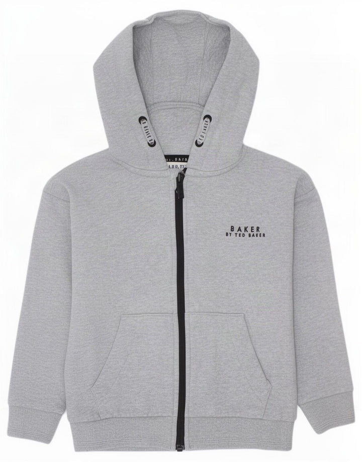 Ted Baker Sudadera con capucha y cremallera para niños de 5 a 6 años, algodón gris