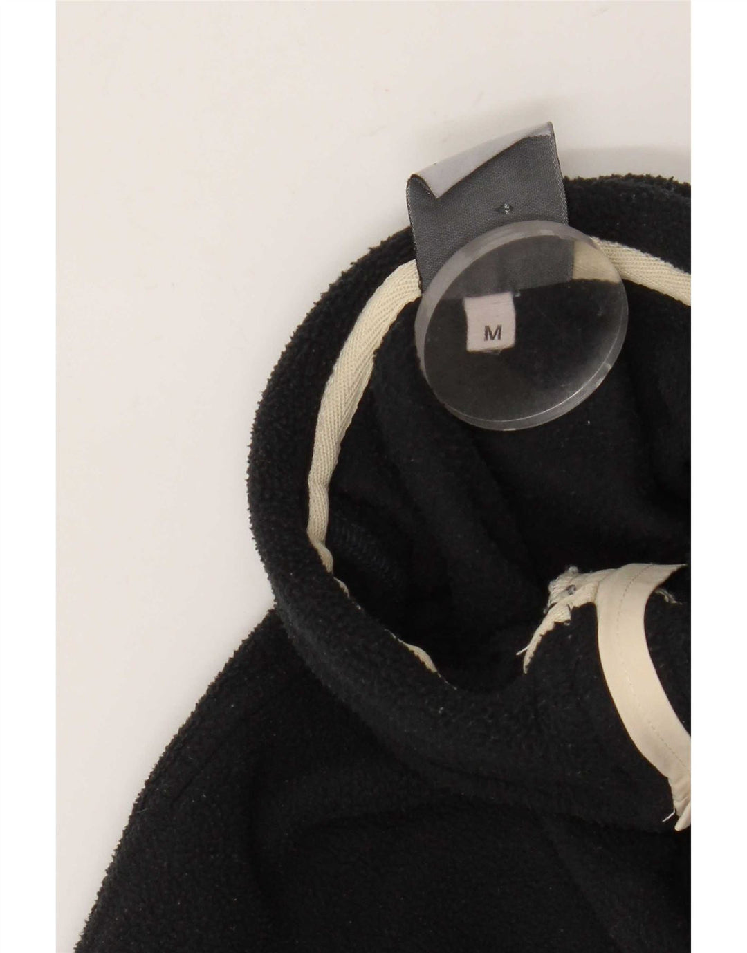 K-Way Jersey de forro polar con cuello y cremallera para hombre, tamaño mediano, negro a rayas
