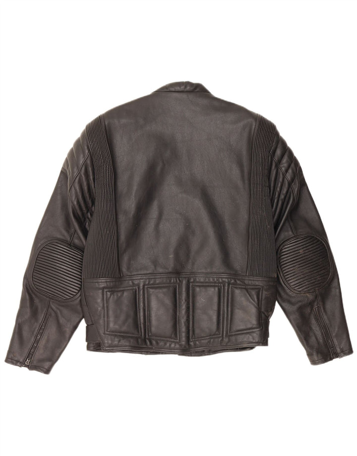 Vintage hombres motocicleta cuero biker chaqueta Reino Unido 36 pequeño cuero negro