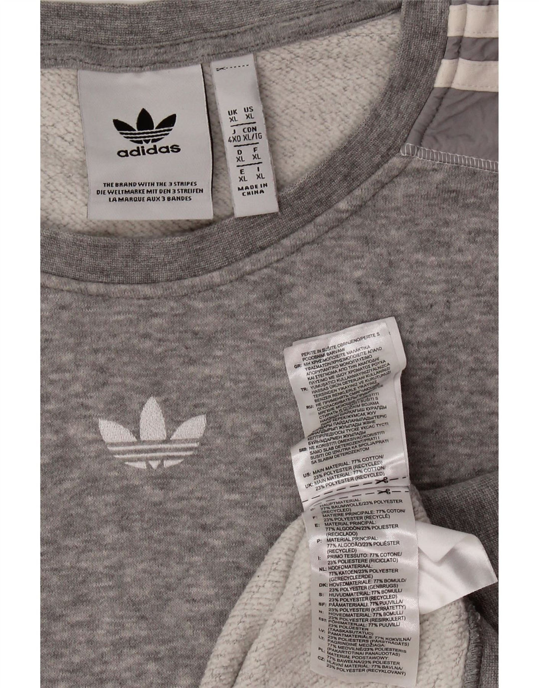 ADIDAS Sudadera Hombre Jumper XL Gris Algodón Moteado