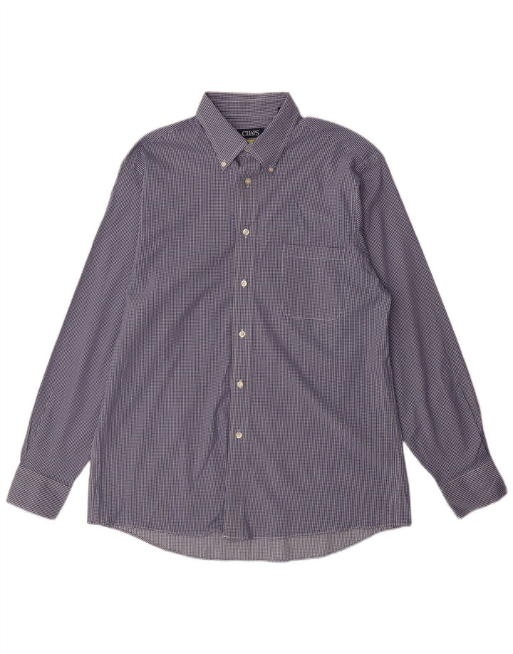 Chaps Camisa de corte regular para hombre, talla 16 1/2, algodón a cuadros azul grande
