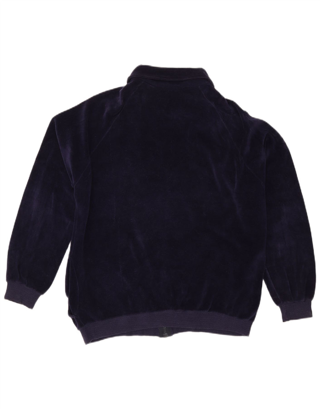 VINTAGE Mujer Chándal Top Chaqueta Reino Unido 16 Algodón Azul Marino Grande