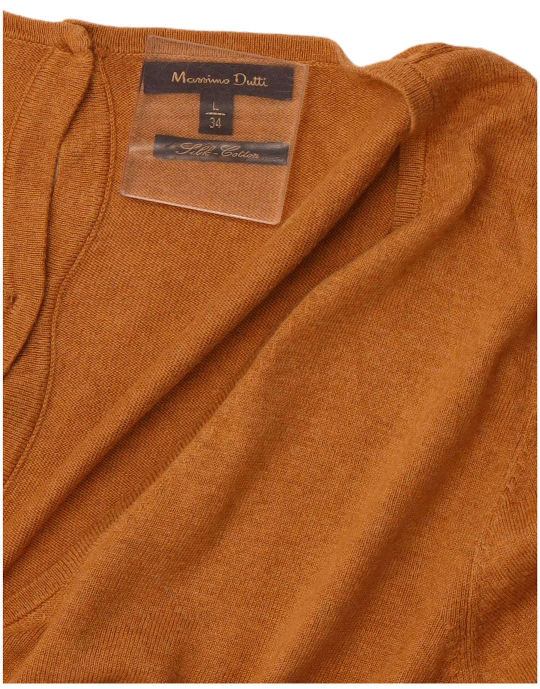 MASSIMO DUTTI Jersey con cuello en V para mujer UK 44 Grande Algodón marrón